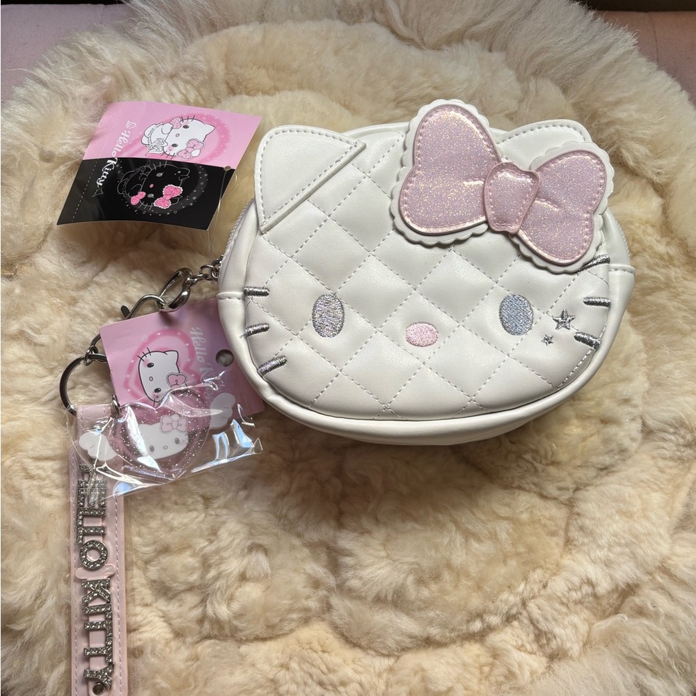 Sanrio Hello Kitty Quilted Cosmetic Bag - White and Pink